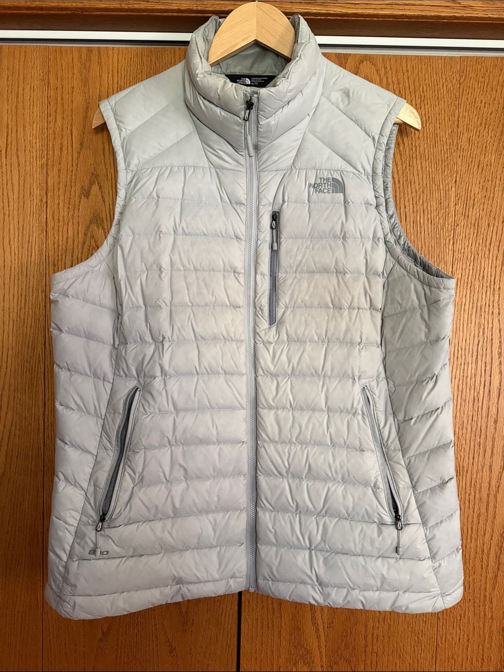 The North Face Women's Light Gray Quilted Down Vest - Full Zip